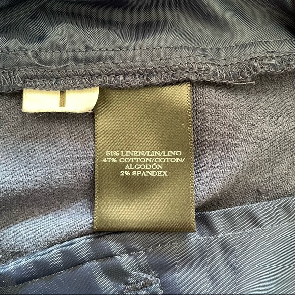 Ann Taylor Linen Cuffed Capri Pants in Blue - Picture 6 of 9